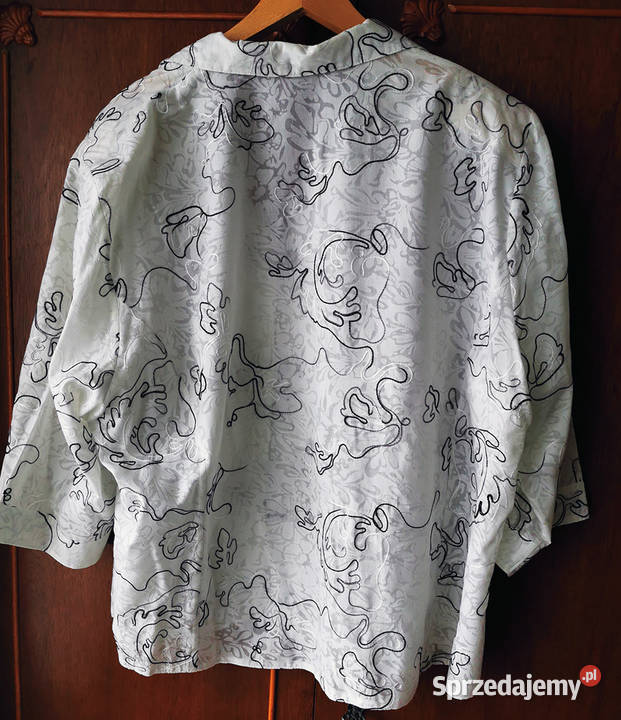 Koszula damska wizytowa biała w czarne wzory Polkowice