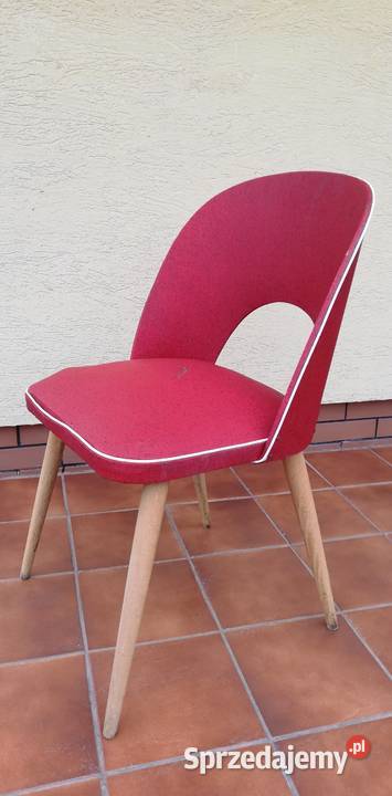 Krzesło pawie oko prl art deco fotel czerwony Garwolin