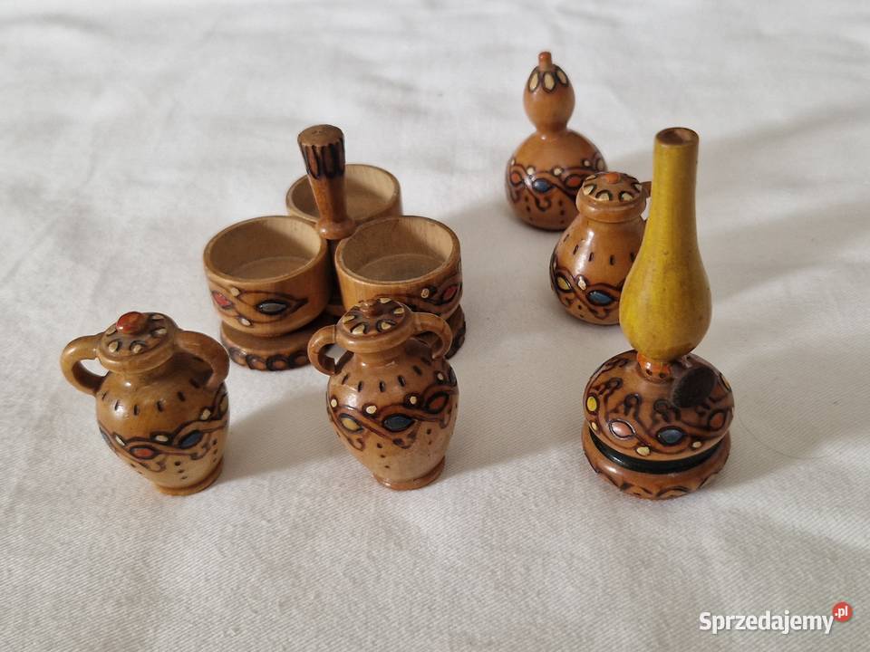 Drewniane cepeliowskie miniaturki 6 sztuk mazowieckie Warszawa