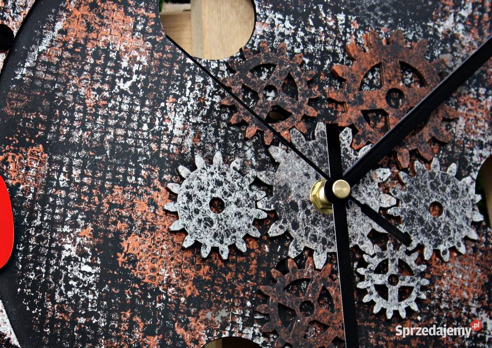 Zegar koło zębate 30 Scrap Metal Art Patyna Loft ścienny podkarpackie