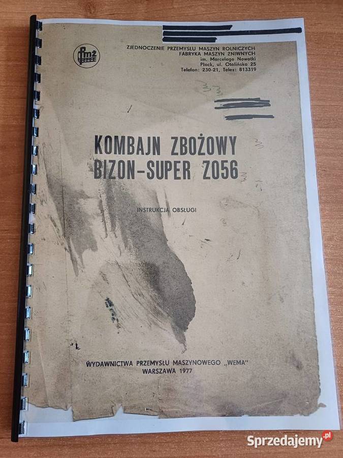 Instrukcja obsługi Kombajn zbożowy BIZON Z056 Kowal