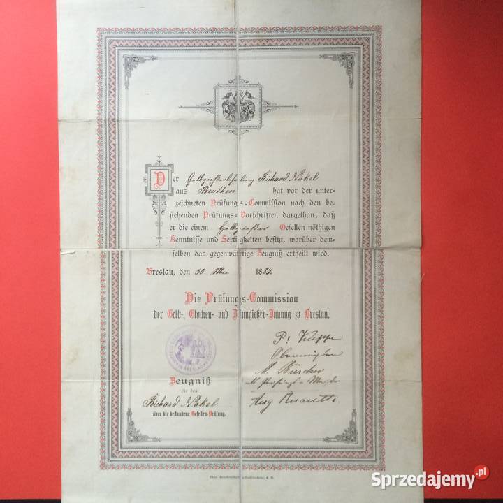 1825 Niemiecki Dokument Nokel