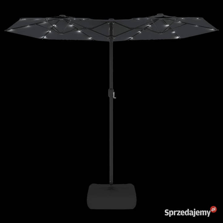 Podwójny parasol ogrodowy z LED czarny 316x240 mazowieckie Warszawa