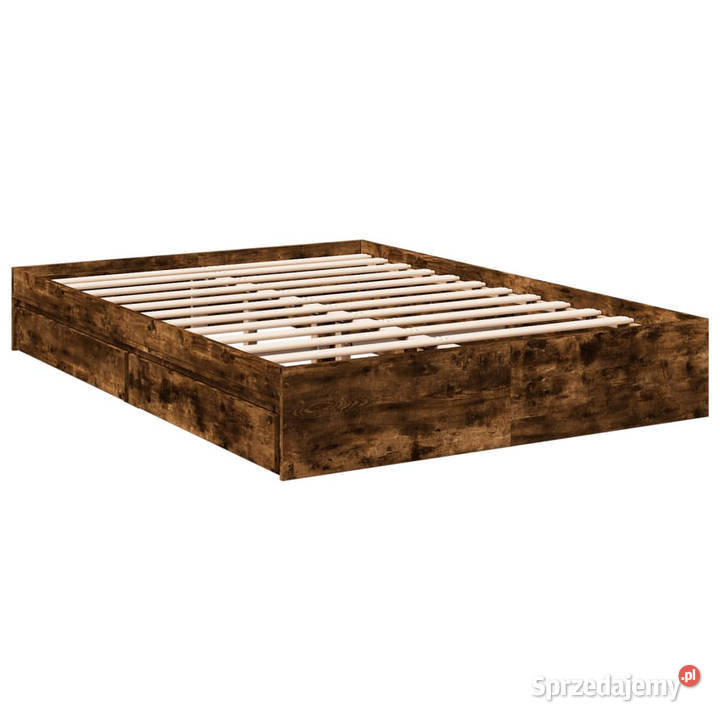 Rama łóżka z szufladami przydymiony dąb 120x200