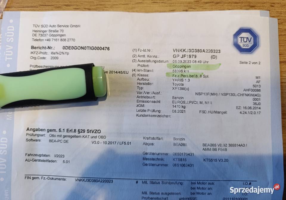 Toyota Yaris 13 benzyna 2014r 5 drzwi udok Lgota-Mokrzesz