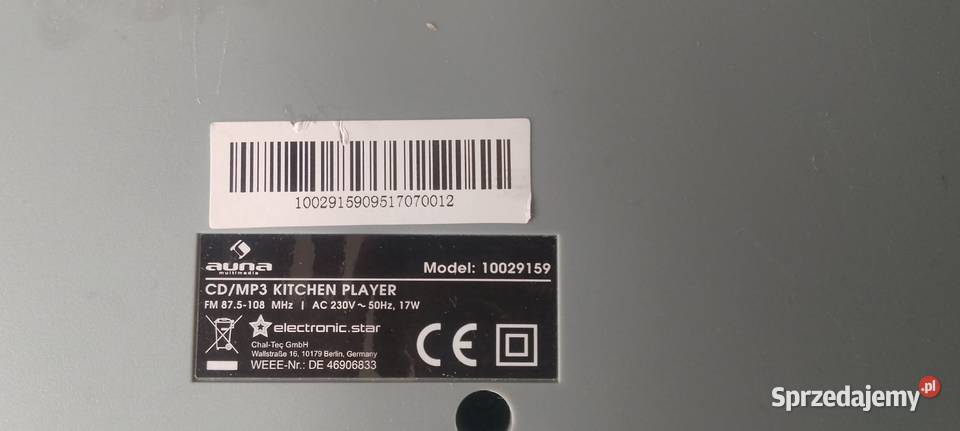 Radio kuchenne z CD do zabudowy USB MP3 srebrne MP3 Legnica
