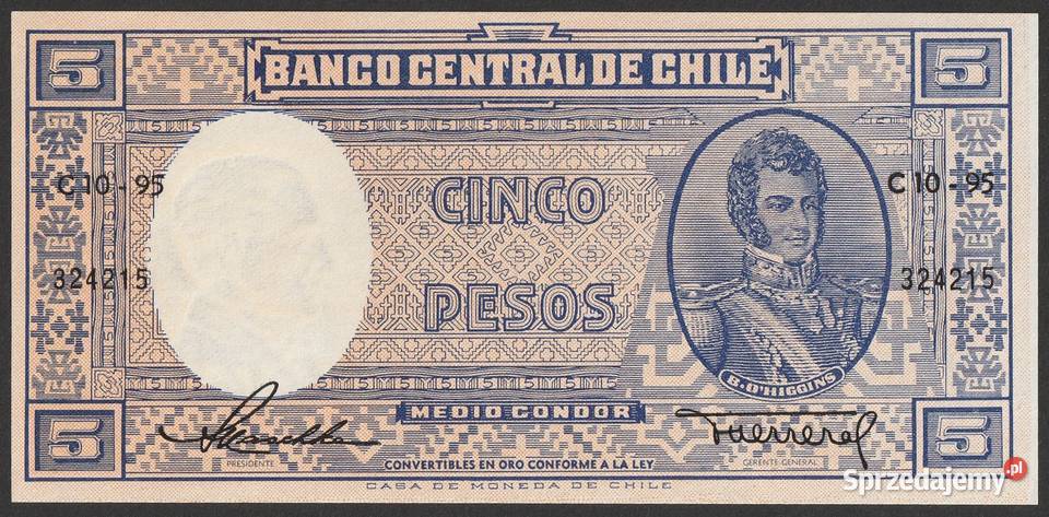 CHILE 5 PESOS 194758 STAN BANKOWY UNC Łódź sprzedam