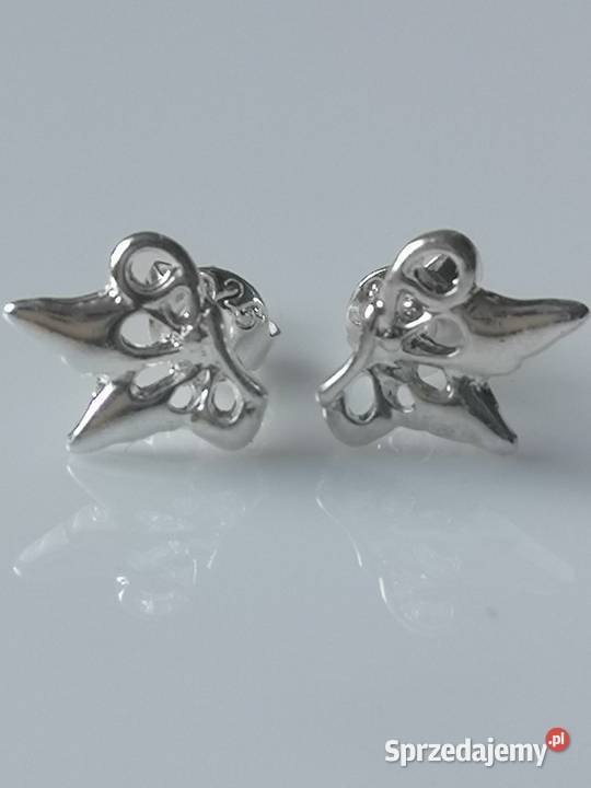Delikatne srebrne kolczyki motylki skrzydełka Kołobrzeg