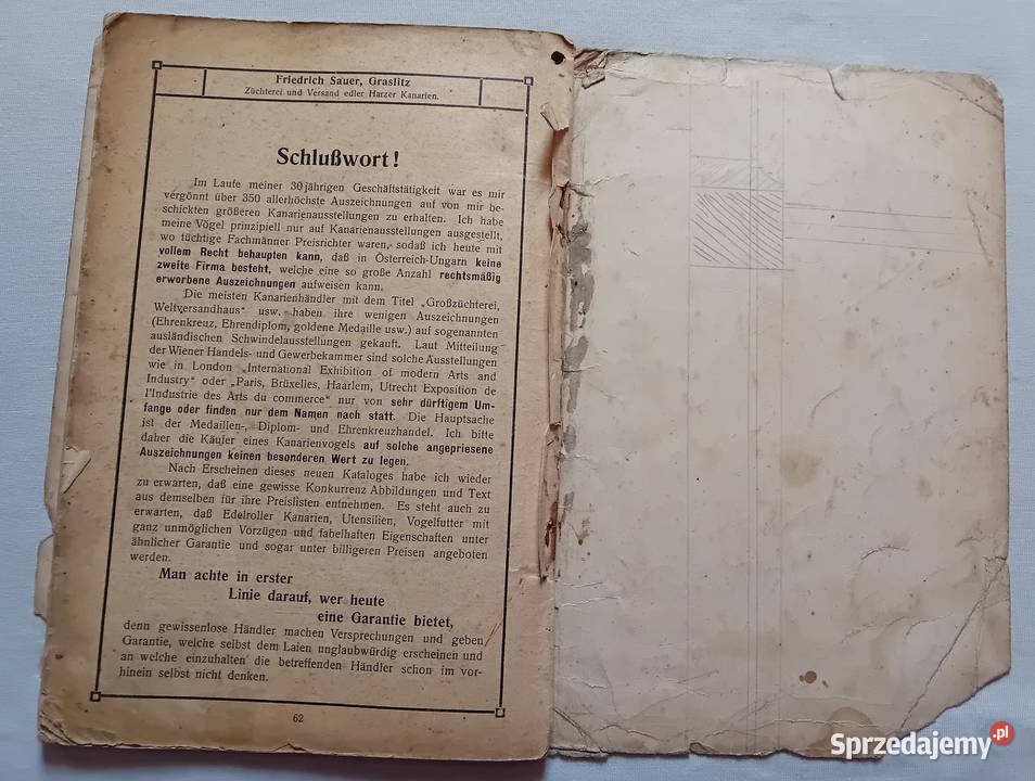 Katalog sprzedażowy kanarków harceńskich karmy Koźminek