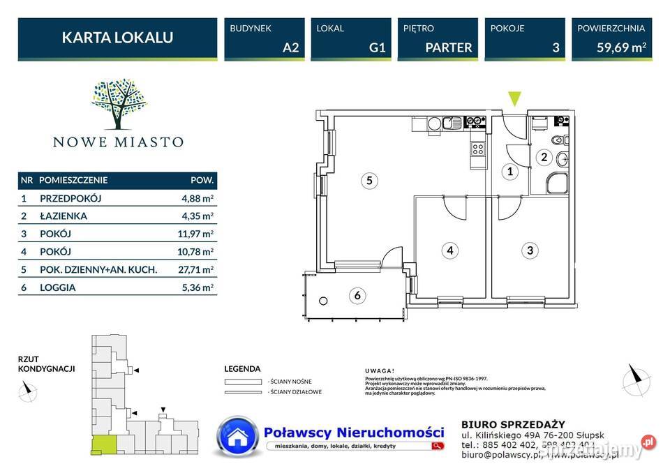 Nowe Miasto mieszkanie 3 pokojowe 5969 m2 z Słupsk sprzedam