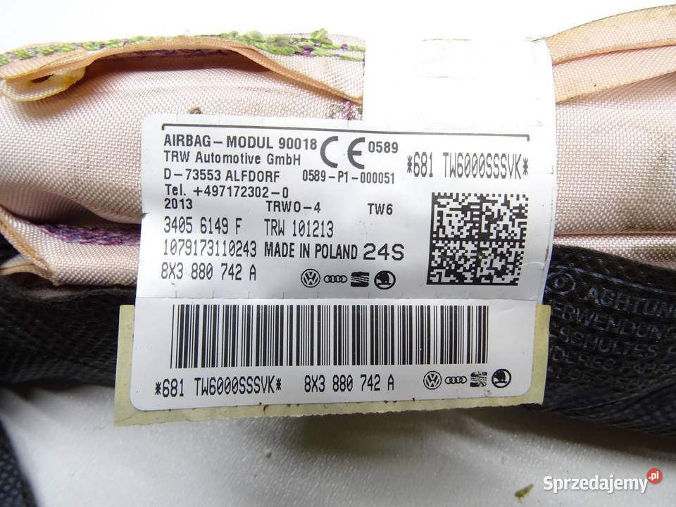 KURTYNA POWIETRZNA AIRBAG PRAWA 8X3880742A AUDI małopolskie sprzedam