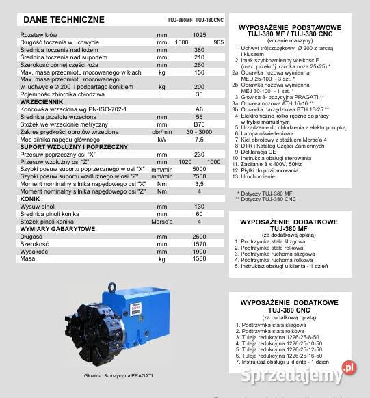 Tokarka CNC TUJ 380 MF Polski Producent FMT Produkcja Wierzchosławice