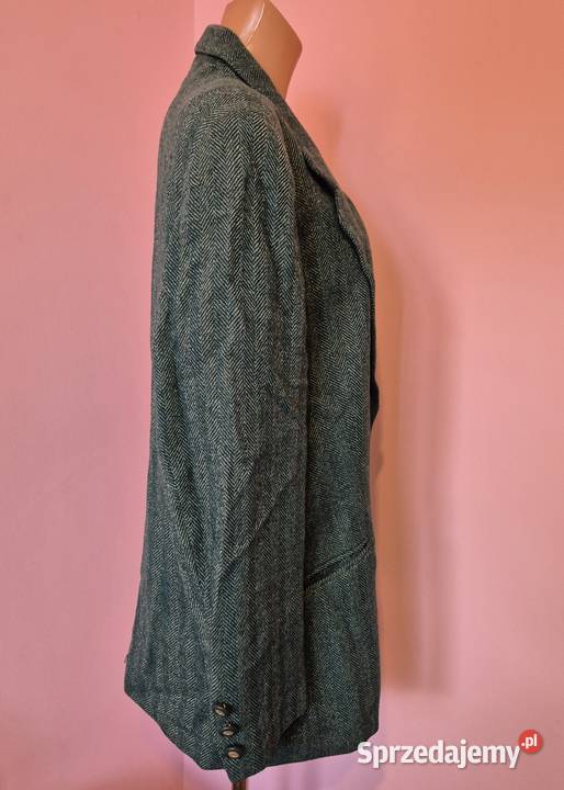 Tweedowa marynarka damska vintage rozmiar 44 zielony