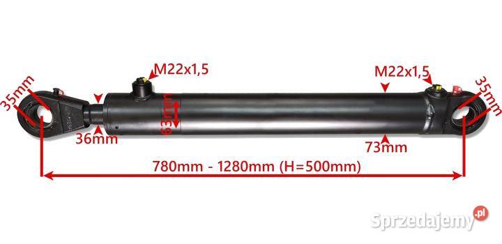 SIŁOWNIK HYDRAULICZNY 63x36 SKOK 500 MOCOWANIA Części zamienne Solec Kujawski sprzedam