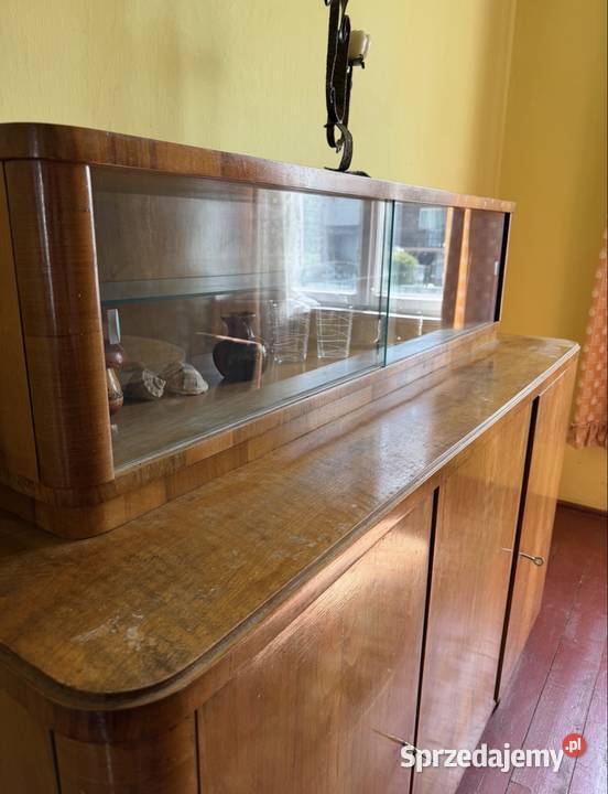Mebel PRL Art Deco Stylowa komoda z przeszklonym Meble podkarpackie Jedlicze sprzedam