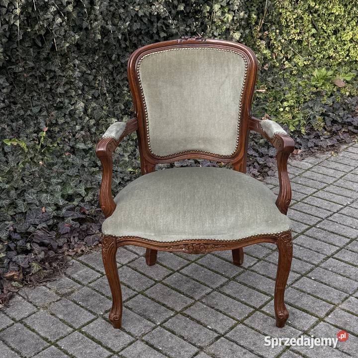 ARTexpert Wygodny Pałacowy fotel Ludwik welur Meble zachodniopomorskie