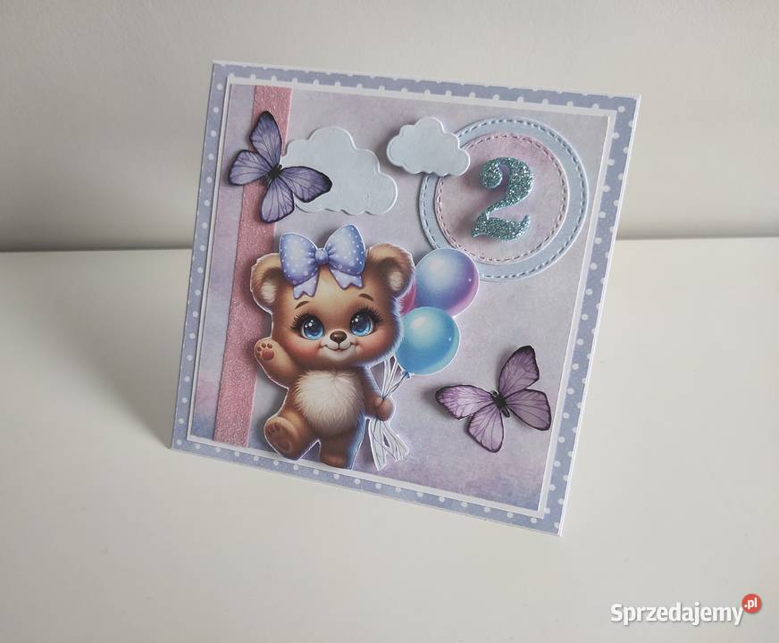 Kartka ręcznie robiona na urodziny roczek z Łódź