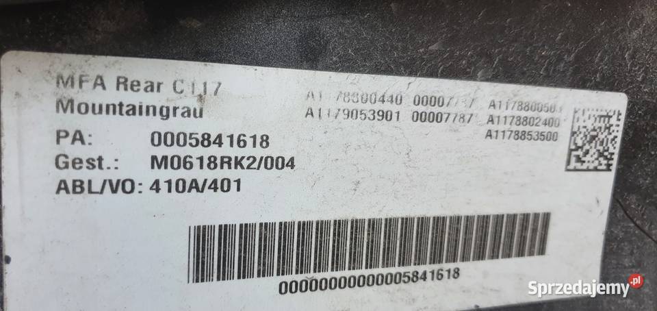 MERCEDES CLA W117 ZDERZAK TYŁ TYLNY PDC Karoseria Trzciel sprzedam