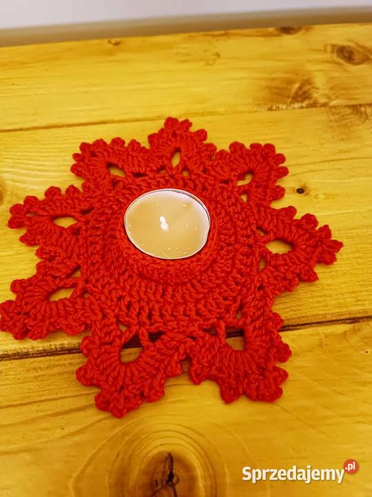 Świecznik ręcznie wykonany na szydełku Warszawa