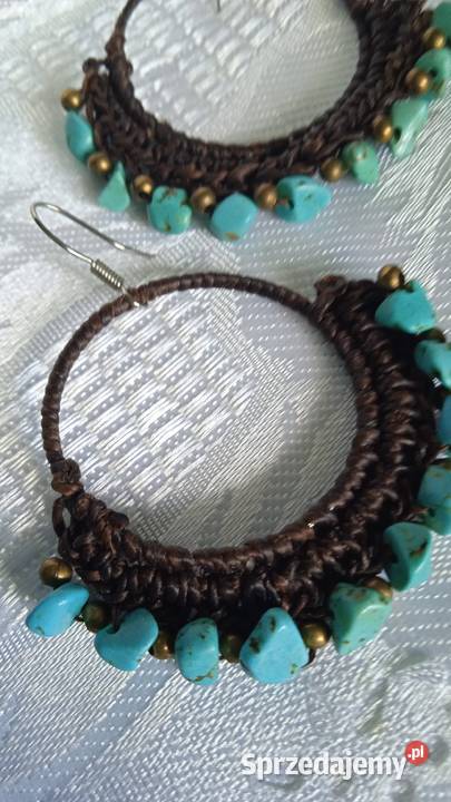 KOLCZYKI Z TURKUSAMI RĘKODZIEŁO Z AMERYKI Piła