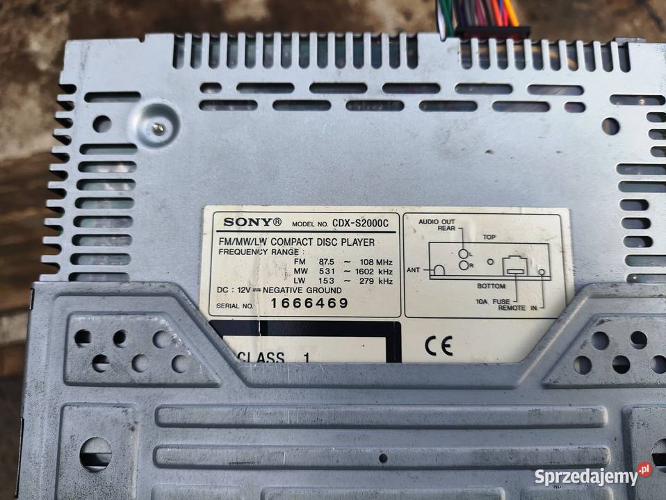 Radio samochodowe 1DIN Sony CDXS2000C CDMP3 Sony Radioodtwarzacze Niegowonice