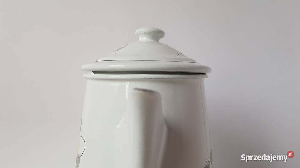 Emaliowany zestaw dzbanek filiżanka Olkusz PRL