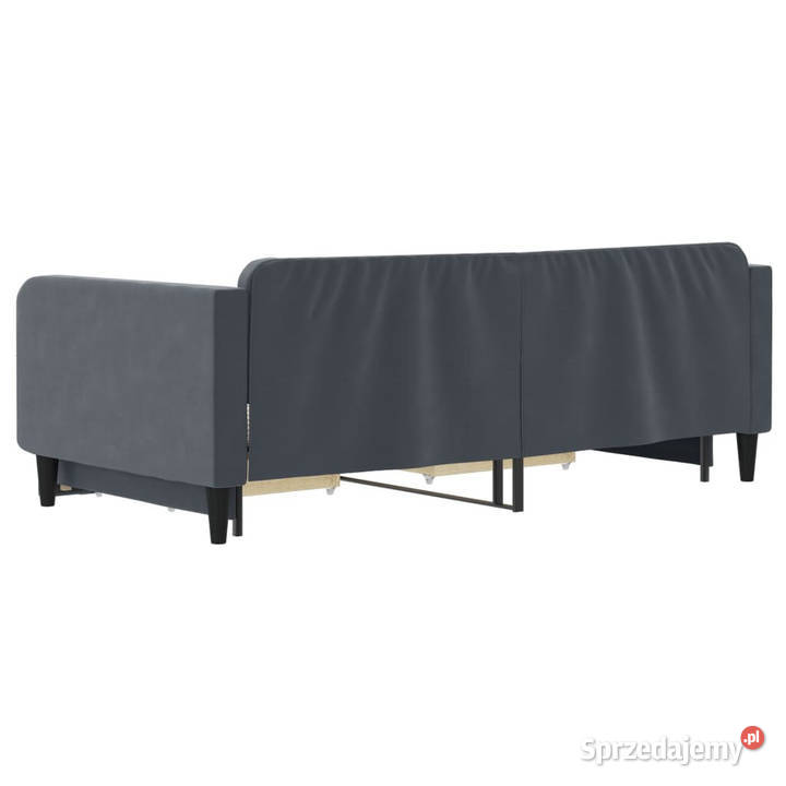 Sofa rozsuwana z szufladami ciemnoszara aksamit