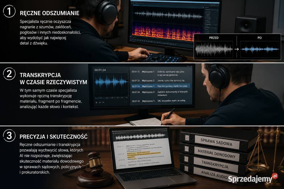 Odszumianie nagrań audio Wideo do sądu 1021 mazowieckie Warszawa