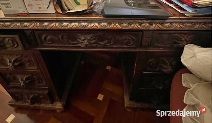 Antyczne Biurko Eleganckie Antyk Rzeźbione Kraków