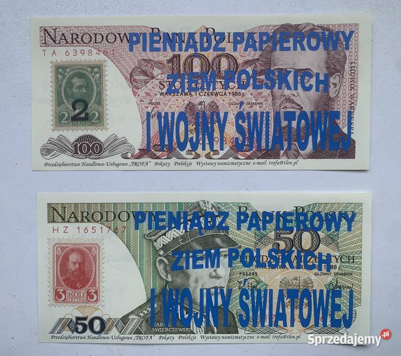 Banknoty 50 1988 100 1986 wystawa Sanniki łódzkie Łowicz sprzedam