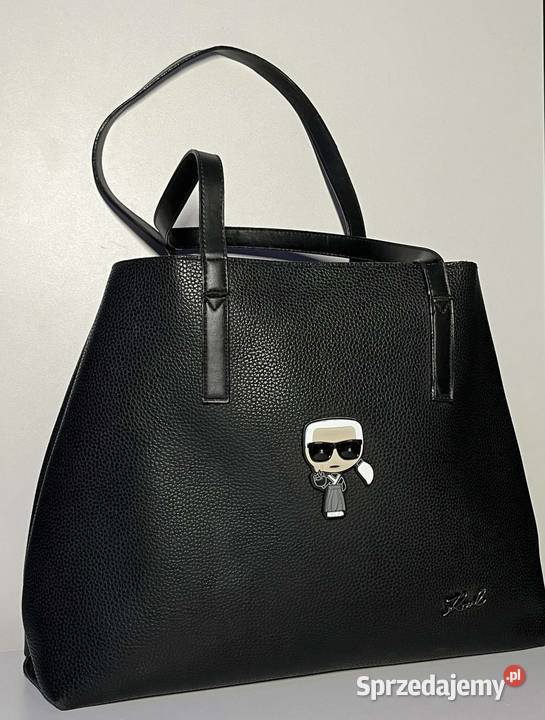Czarna Skórzana torebka Shopper Karl Lagerfeld Zielona Góra