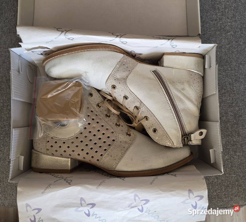 Skórzane botki trzewiki Maciejka 38 Półbuty Głogów