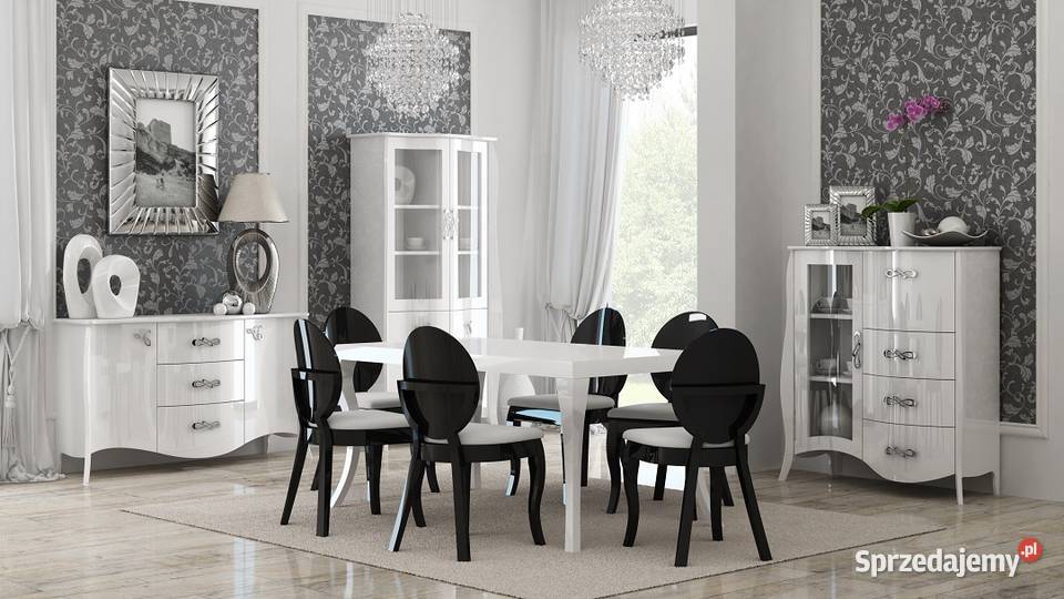 Komoda z barkiem przeszklona biała Barocco styl 143cm Poznań