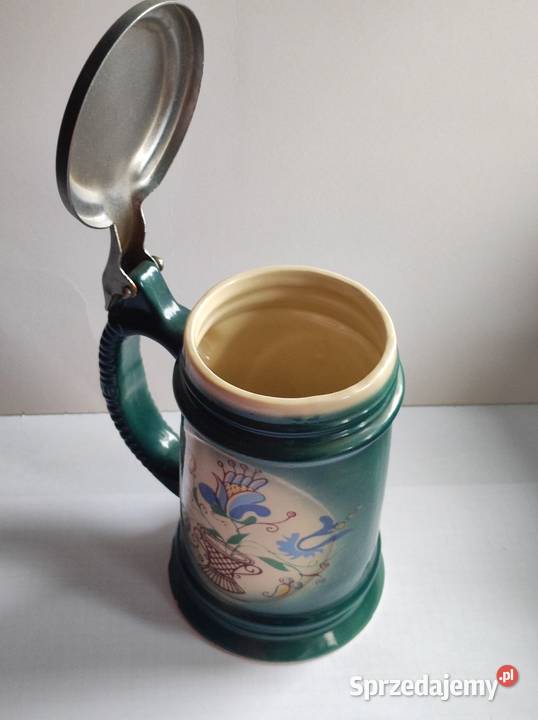 kolekcjonerski kufel ceramiczny z pokrywką Kielce