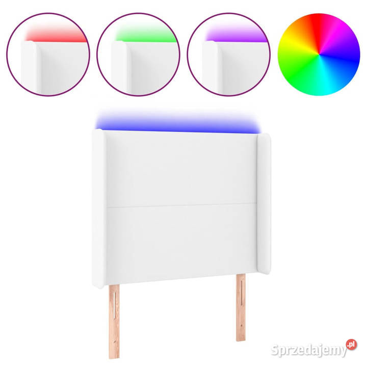 Zagłówek do łóżka z LED biały 93x16x118128 mazowieckie Warszawa