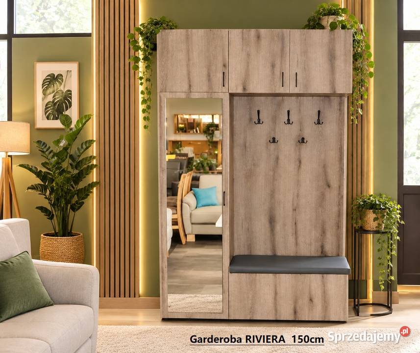 Garderoba Dębowa 150 z Lustrem Wyprzedaż 50 Olesno