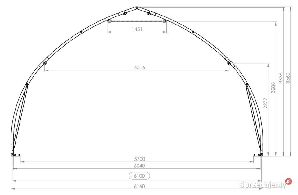 Hala namiotowa P20 61 x 37 x 92 m Żelazno