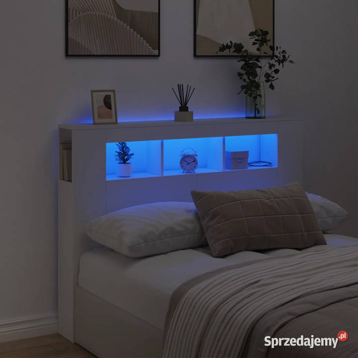 Wezgłowie łóżka z LED białe 140x185x1035