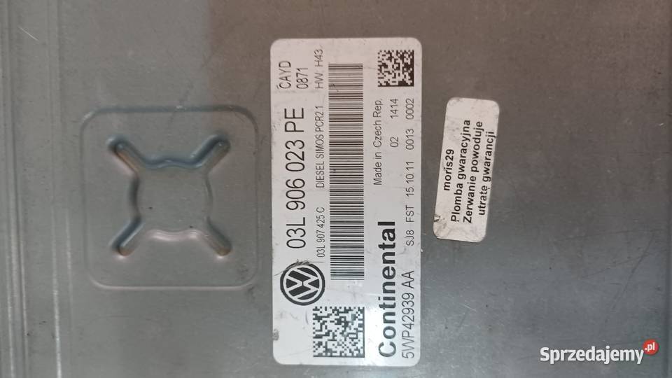 VW Golf VI 16 TDI KOMPUTER SILNIKA 03L906023PE osobowe Pozostałe Rakoniewice