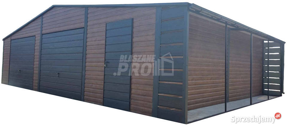 Garaż blaszany 10x6m wiata 1m 2x Brama uchylna Bełchatów