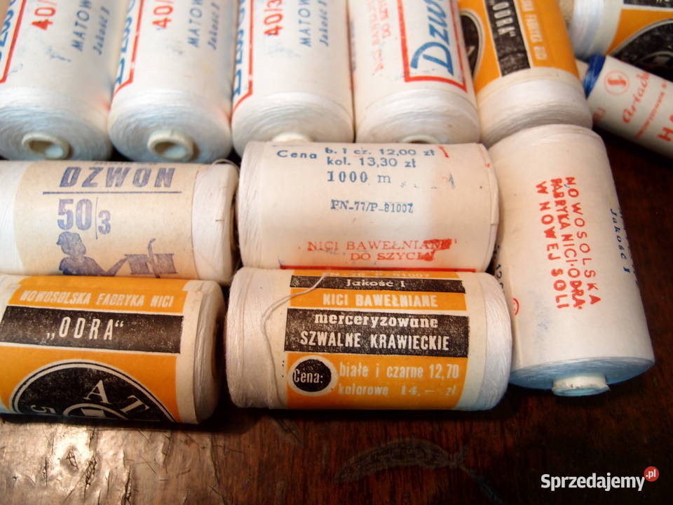 Nici bawełniane Odra 50x3 i 40x3 matowe białe łódzkie Łódź