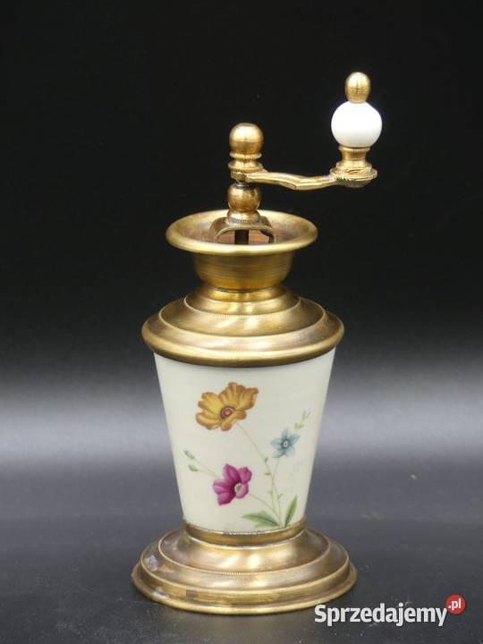 Piękny kwiatowy młynek do pieprzu porcelana i