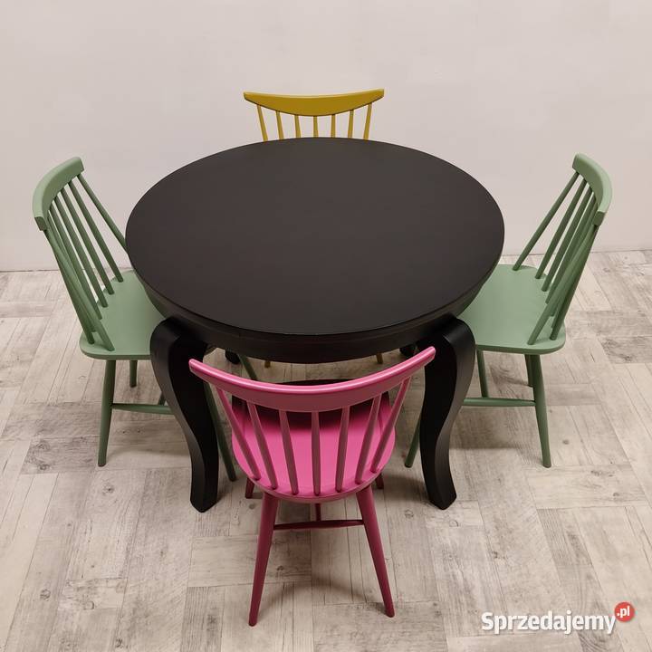 stół art Deco czarny mat do salonu jadalni łódzkie