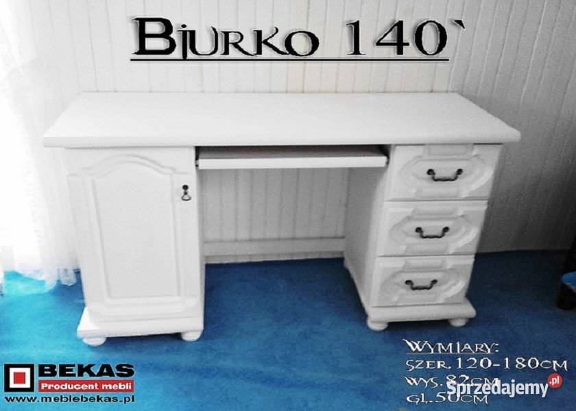 Białe Biurko 140 Dąb Prowansalski Stylowy