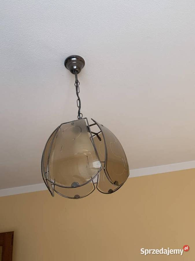 Żyrandol lampa wisząca szklana metalowa HIT odcienie brązowego Oświetlenie Jasło