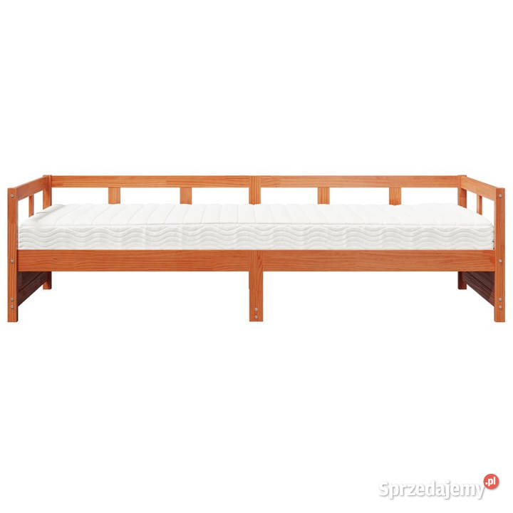 Łóżko dzienne z materacem woskowy brąz sosnowe 97cm