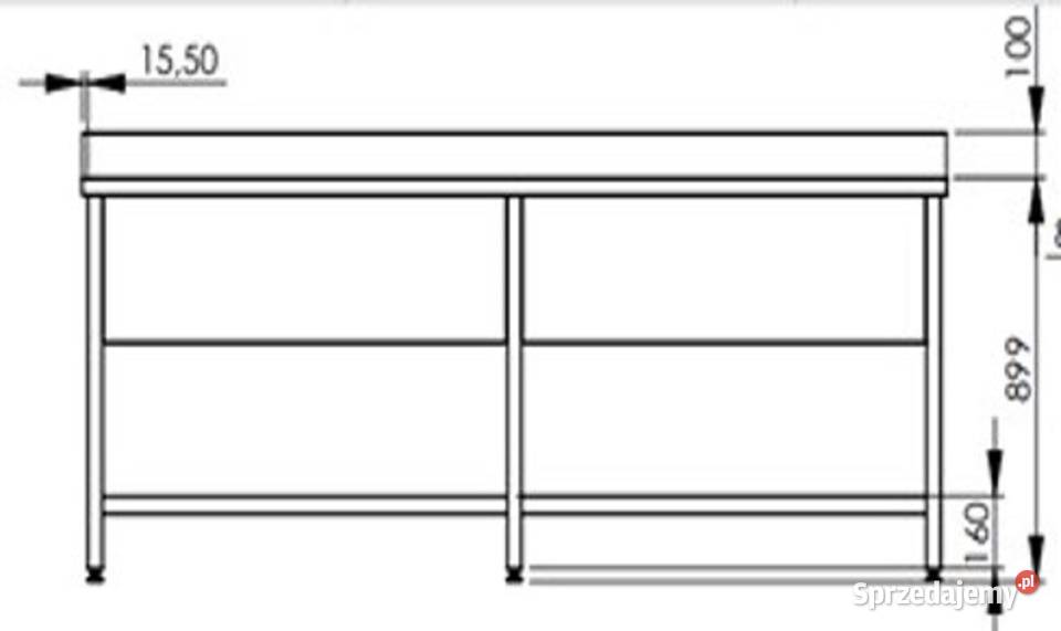Stół z 2 zlewamiL bez ryflowania półka 240x80x90 Wrocław