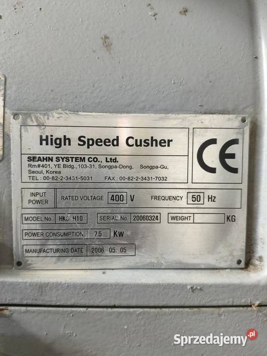 Młyn kruszarka kaskadowy do tworzyw 75 kw