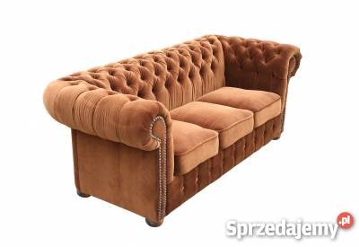 Sofa Chesterfield Classic 3 osobow sprężyny niebieski Wrocław
