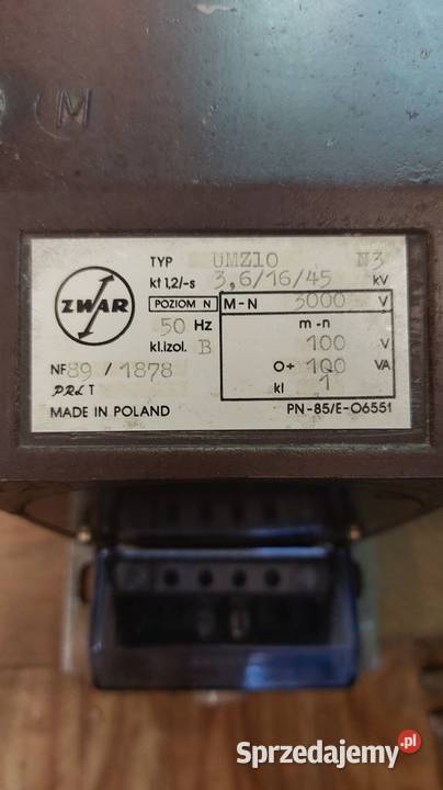 Przekładnik napięciowy UMZ10 3000V ZWAR kt 12 s Dąbrowa Górnicza